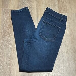 Talbots Simply Flattering Ankle Jeans Dark Wash Denim Sz 4 Distressed Casual EUC